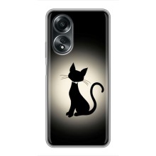 Чехол с принтом для OPPO A58 (4G) (AlphaPrint) Модные коты (Силуэт котика)
