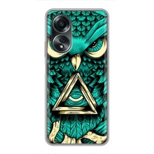 Чехол с птицами на OPPO A58 (4G) (VPrint) (Сова с глазом)