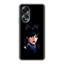 Чехлы Венсдей на OPPO A58 (4G) Уэнсдей (AlphaPrint) (серьезная Уэнздей)