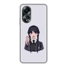 Чехлы Венсдей на OPPO A58 (4G) Уэнсдей (AlphaPrint) (Уэнздей и Вещь)