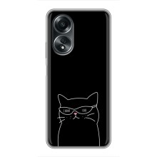 Чехол с рисунком кот на OPPO A58 (4G) (Равнодушный кот)