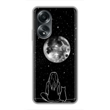 Чехол с рисунком кот на OPPO A58 (4G) (Девушка с котом)