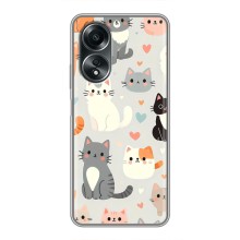 Чехол с рисунком кот на OPPO A58 (4G) (Коллаж котов)