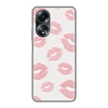 Чехол с розовым рисунком для OPPO A58 (4G) (Розовые губы)