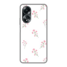 Чехол с розовым рисунком для OPPO A58 (4G) (Розовые цветы)