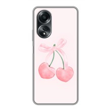 Чехол с розовым рисунком для OPPO A58 (4G) (Розовые вишни)