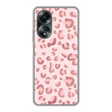 Чехол с розовым рисунком для OPPO A58 (4G) (Розовый леопард)