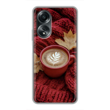 Чехол с уникальным дизайном «Осень с кофе» для OPPO A58 (4G) – Кофе на пледе