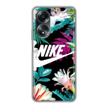 Силиконовый Чехол на OPPO A58 (4G) с картинкой Nike (Цветочный Nike)