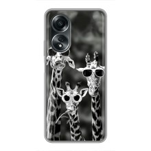 Силиконовый чехол с КАРТИНКАМИ лето для OPPO A58 (4G) (AlphaPrint) (Жирафы в очках)