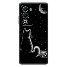 Чехол с принтом для OPPO A5m (AlphaPrint) Модные коты (Котик и луна)