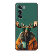 Чохол з принтом стильні тварини для А5м – Лось з кавою