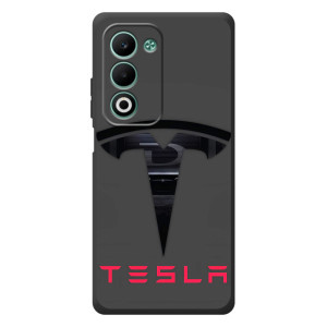 Силіконовий бампер з картинкою машини на OPPO A5m – Logo TESLA