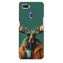 Чехол с принтом стильные животные для Оппо А5с (Лось с кофе)