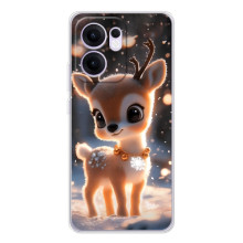 Яркий чехол для OPPO A5x 5G с Зимними Оленятами – Оленёнок