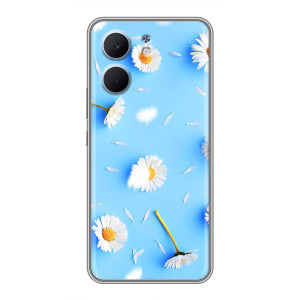 Чехол с Цветами для OPPO A5x – ромашки на голубом