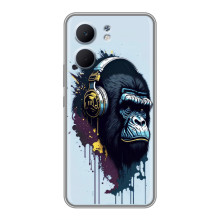Чехол с Обезьянами OPPO A5x - (AlphaPrint) (Горилла в наушниках)