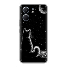 Чехол с принтом для OPPO A5x (AlphaPrint) Модные коты (Котик и луна)