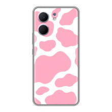 Чохол з принтом корови на Оппо А5х – Рожевий принт