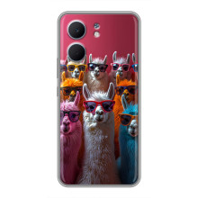 Чехол с принтом стильные животные для Оппо А5х (Ламы в очках)