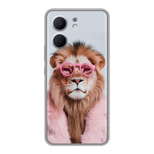 Чехол с принтом стильные животные для Оппо А5х (Лев в очках)
