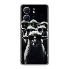 Чехол с принтом стильные животные для Оппо А5х (Овечка в очках)