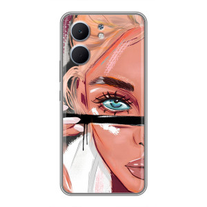 Силиконовый Чехол на OPPO A5x с картинкой Стильных Девушек – Девушка и ресницы