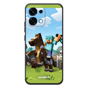 Чехлы для OPPO A6 Pro (Персонажи Майн Крафт) – На коне