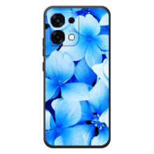 Силіконовий бампер з принтом (квіточки) на ОРО A6 Про (Сині квіти)