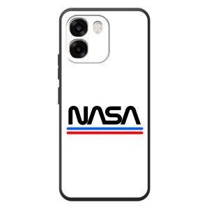 Силиконовый бампер с принтом "Наса" на OPPO A6 – NASA на белом фоне