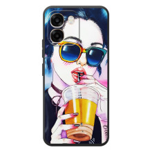 Чехол с картинкой Модные Девчонки OPPO A6 (Девушка с коктейлем)