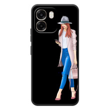 Чехол с картинкой Модные Девчонки OPPO A6 (Девушка со смартфоном)