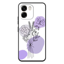 Силиконовый чехол с принтом в цветах на OPPO A6 – Фиолетовый букет