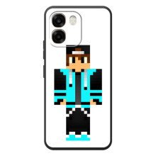 Чехлы для OPPO A6 (Персонажи Майн Крафт) – Мальчик в голубом