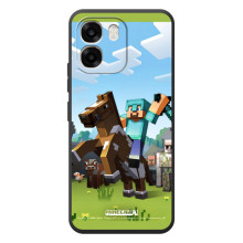 Чехлы для OPPO A6 (Персонажи Майн Крафт) – На коне