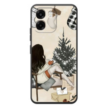 Рождественские, Праздничные Чехлы для 

ОППО А6
 (Девушка с елкой)