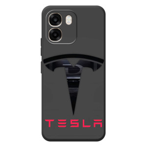 Силиконовый бампер с картинкой машины на OPPO A6 – Logo TESLA