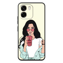 Силиконовый Чехол на OPPO A6 с картинкой Стильных Девушек (С напитком)