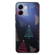 Зимние Чехлы для 

ОППО А6
 - прозрачный фон (Рождественские елки)