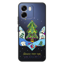 Зимние Чехлы для 

ОППО А6
 - прозрачный фон (Рождественский герб)