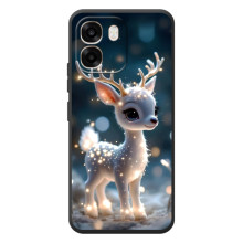 Яркий чехол для OPPO A6 с Зимними Оленятами (Блистающий оленёнок)