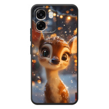 Яркий чехол для OPPO A6 с Зимними Оленятами (Оленёнок среди гирлянд)