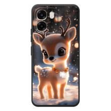 Яркий чехол для OPPO A6 с Зимними Оленятами (Оленёнок)