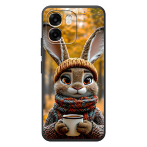 Печатный чехол «Зверята с кофе» для OPPO A6 – Зайчик с кофе