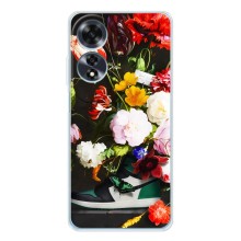 Брендновые Чехлы для OPPO A60 5G - (PREMIUMPrint) (Nike цветы)