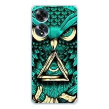 Чехлы с принтом СОВЫ для OPPO A60 5G – Зеленая сова