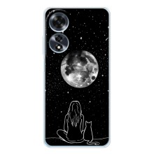 Чехол с рисунком кот на OPPO A60 5G (Девушка с котом)