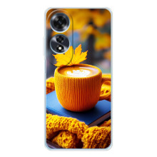 Чехол с уникальным дизайном «Осень с кофе» для OPPO A60 5G – Кофе с жёлтым