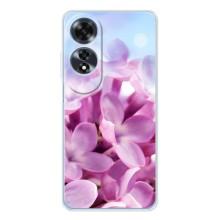 Силиконовый бампер с принтом (цветочки) на Оппо A60 5G (Сиреневые цветы)