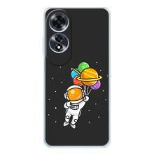 Силиконовый Чехол с принтом "Космонавты" на OPPO A60 5G – Космонавт с шариками